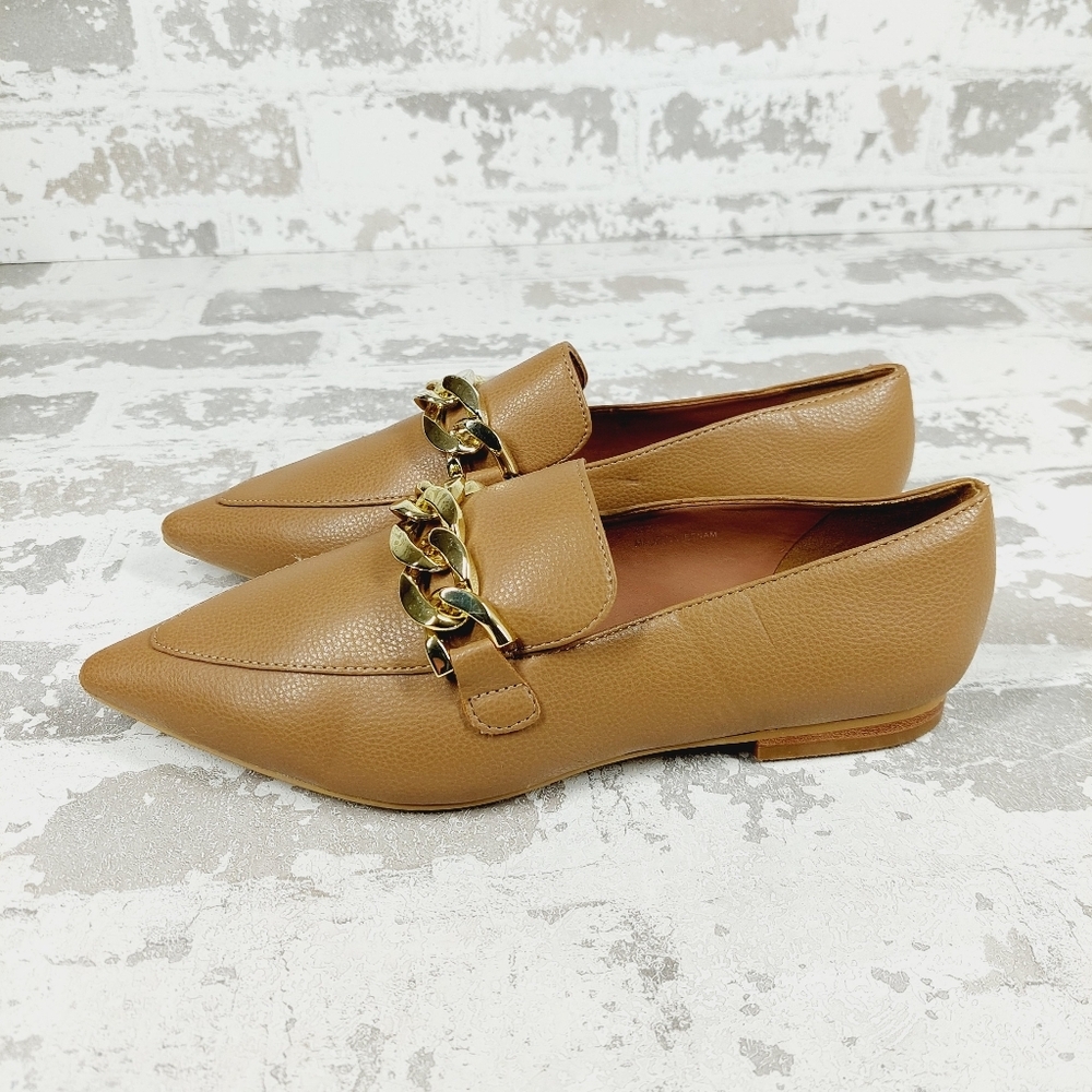 Paolo Tan Dress Loafers with Gold Chain